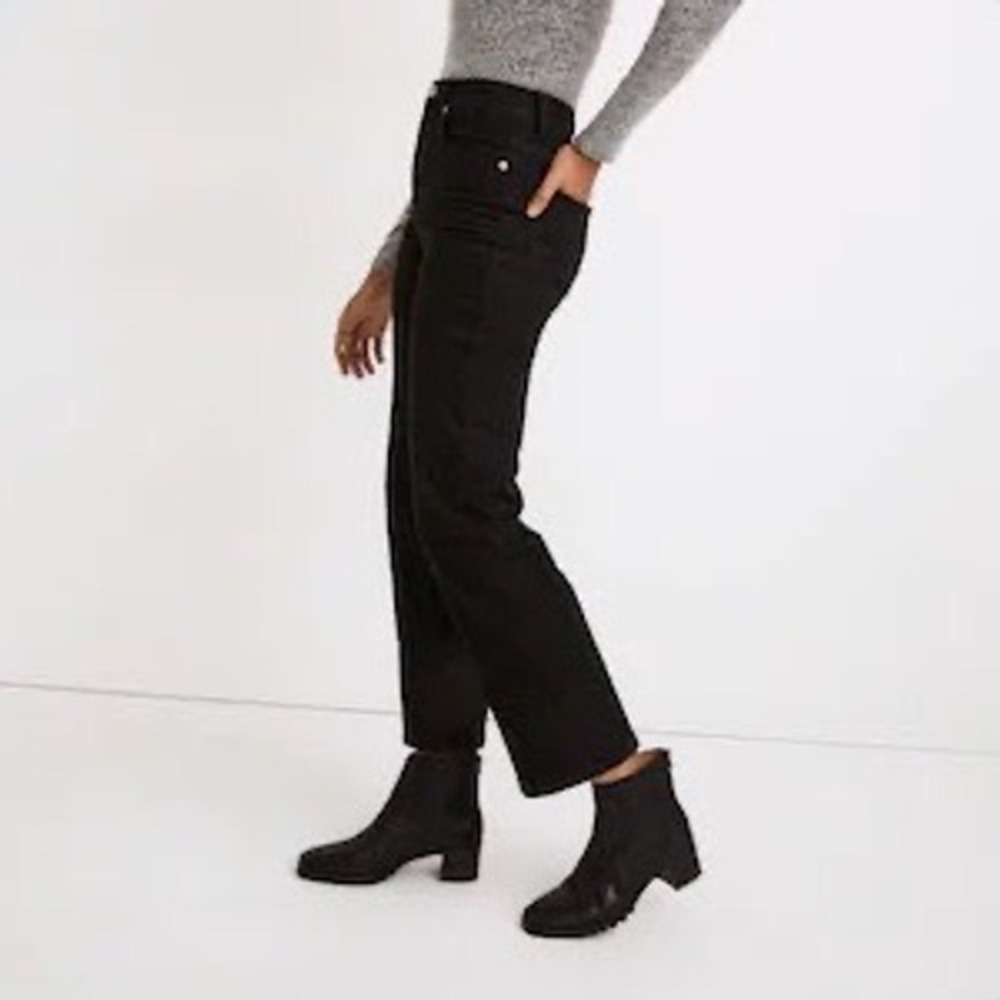Madewell Slim Wide-Leg Crop Jeans Women 28 Lunar Wash Black Cropped Denim